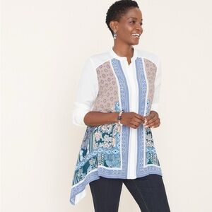 Chico’s Scarf Hem Print Top